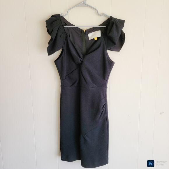 Anthro Leifsdottir 100% Wool Black Bodycon Mini Dress - Picture 2 of 4